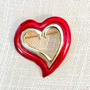 Red and Gold Heart Brooch